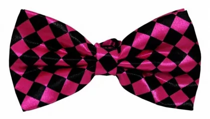 Fliege Schwarz mit Schachmuster Pink